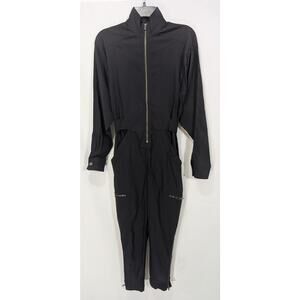 Athleta Lenox Black Long Sleeve Zip Utility Jumpsuit Women Size 0 Stretch